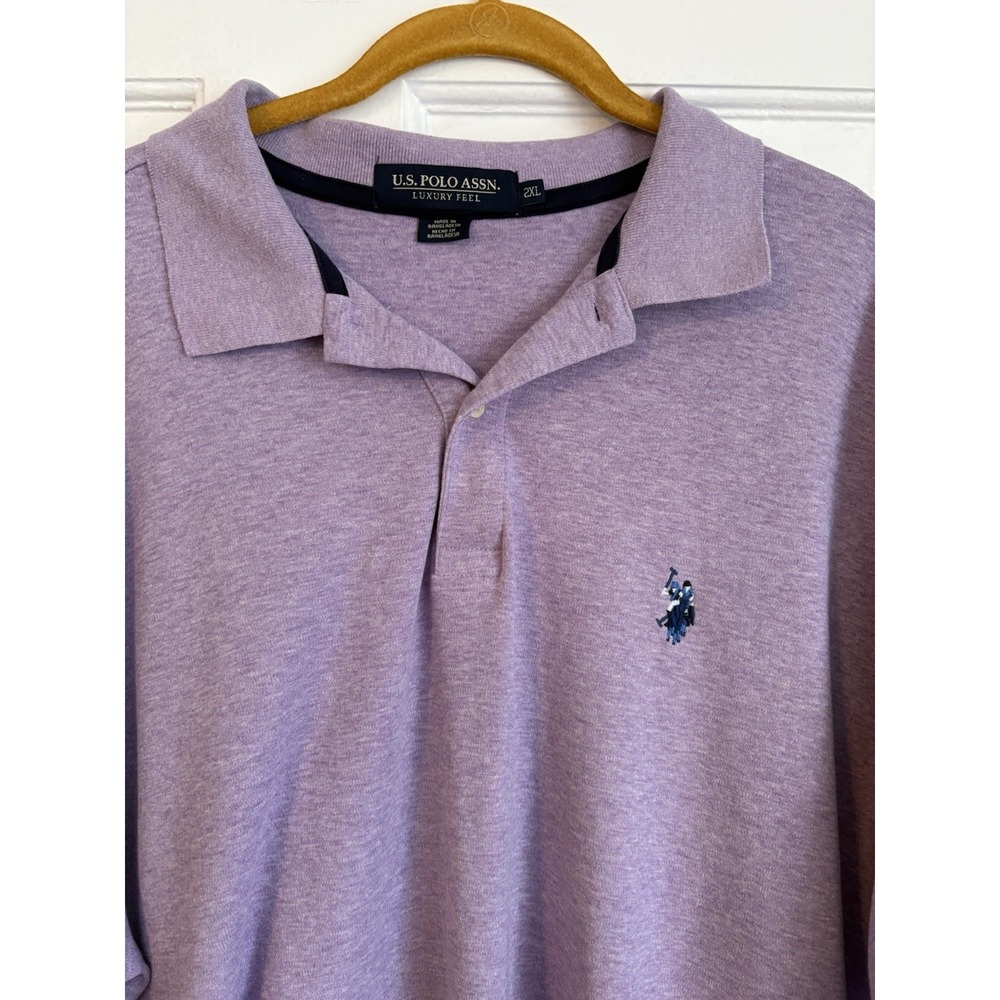 US Polo Assn Mens 2XL Luxury Feel Polo Shirt Heather‎ Purple Lavender 11D914